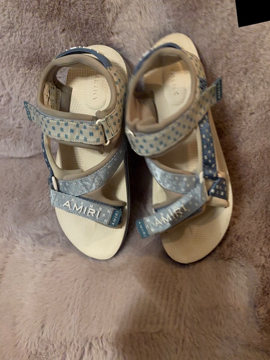 Amiri MA Paisley Sandals Light Blue/Beige Open Toe Sz 10 main image 11